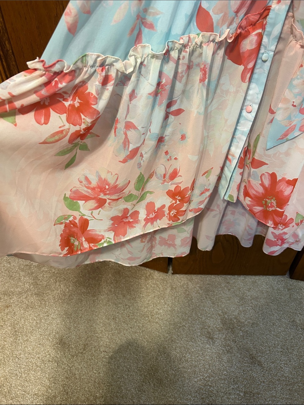 Flying tomato Floral Wrap Dress in Aqua and Pinks size medium - Picture 5 of 7